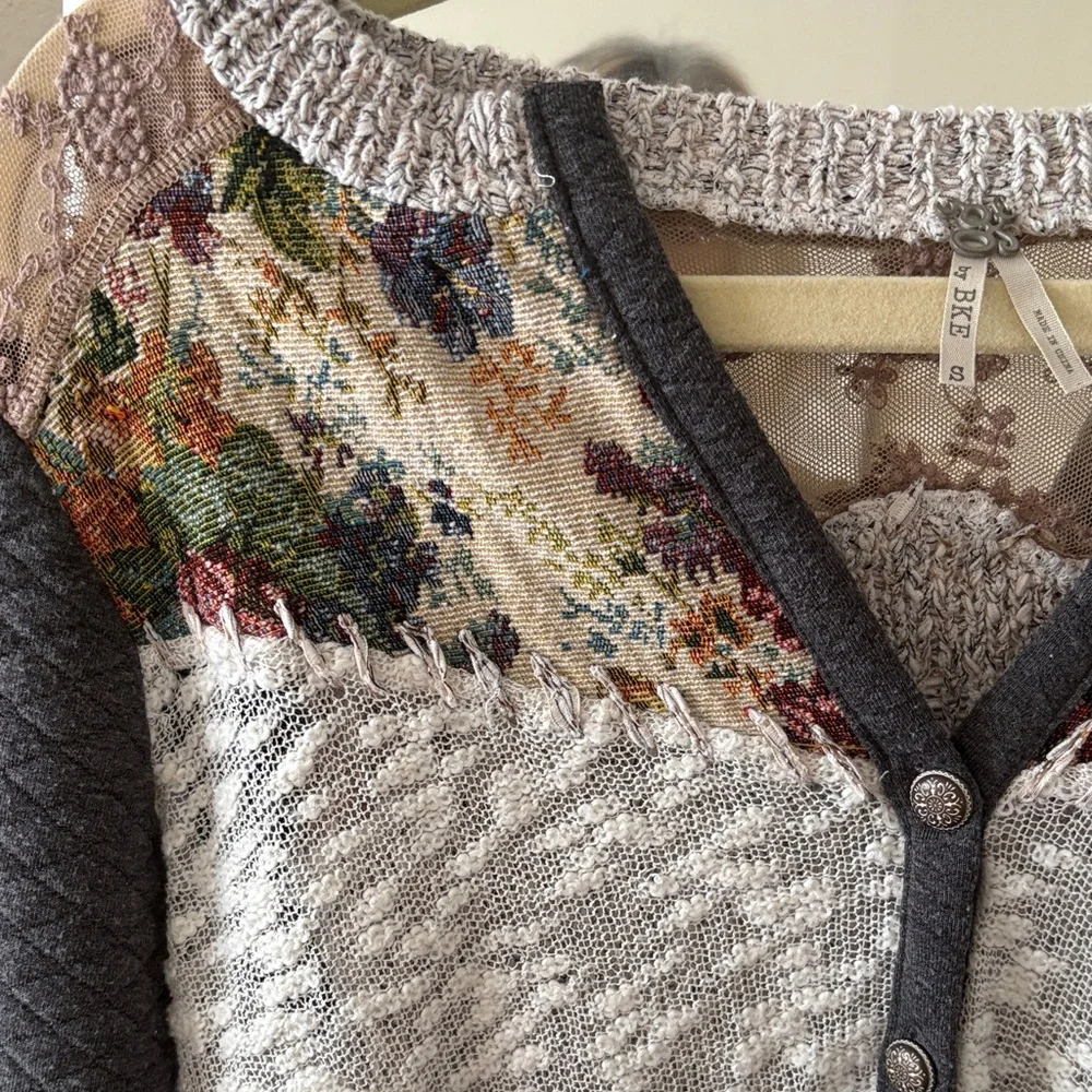 BKE Multicolor Patchwork Cardigan - Picture 3 of 8